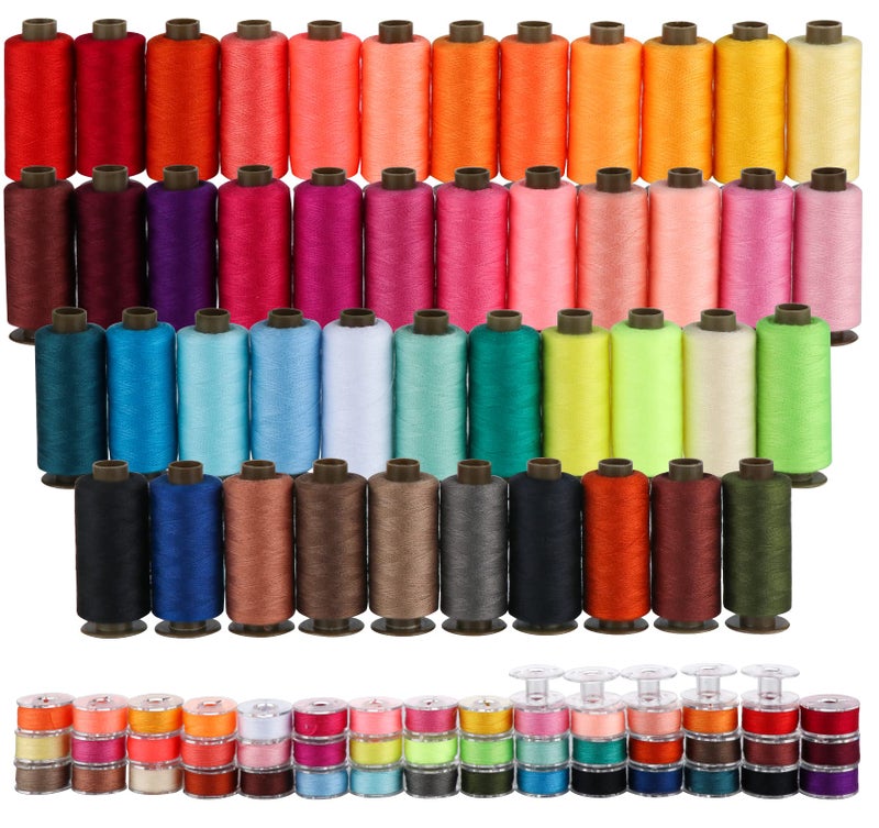 ilauke 95pcs Bobbins Sewing Thread Kit, 400 Yards Polyester Thread Assortment, Prewound Bobbins for Hand & Machine Sewing DIY & Home, 45 Colors - Image 1