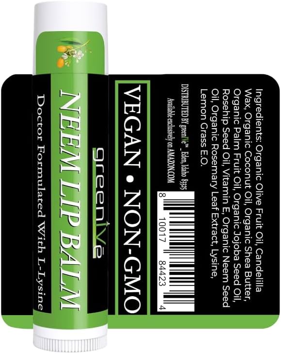 GreenIVe Neem Lip Balm Vegan Lip Moisturizer with LLysine Soothe and Soften 1