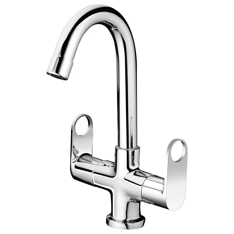 New Ware Basin Mixer for Hot and Cold with 46cm Braided Hoses Connection Pipe for Bathroom Fittings Kitchen Sink Tap Chrome Finish - Image 1