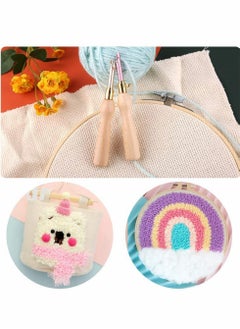 Excefore Embroidery Pen,  Wooden Handle Threader, Sewing Punch Needle Set Embroidery Punch Needle Weaving Tools Portable for DIY Craft Stitching Applique Embellishment Sewing Felting, Set of 4  - Image 2