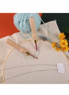 Excefore Embroidery Pen,  Wooden Handle Threader, Sewing Punch Needle Set Embroidery Punch Needle Weaving Tools Portable for DIY Craft Stitching Applique Embellishment Sewing Felting, Set of 4  - Image 5