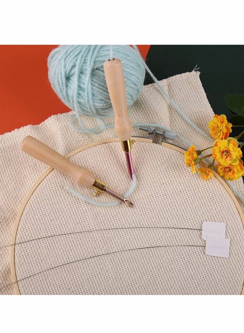 Excefore Embroidery Pen,  Wooden Handle Threader, Sewing Punch Needle Set Embroidery Punch Needle Weaving Tools Portable for DIY Craft Stitching Applique Embellishment Sewing Felting, Set of 4 - Image 5