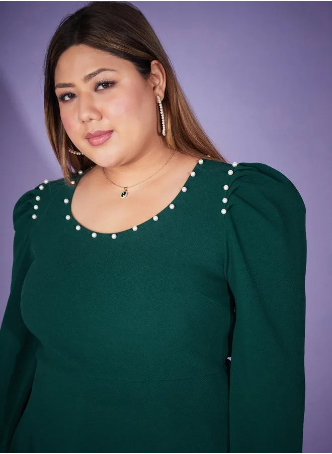 SASSAFRAS Embellished Peplum Top & Bell Bottom Pants Co-Ords by Styli