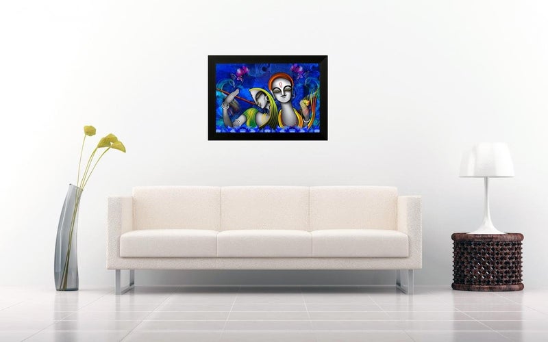 SAF Radhey Krishna Large Religious 9349 Framed Art Print 35 x 3 x 50 cms Large Framed Art Print - Image 2