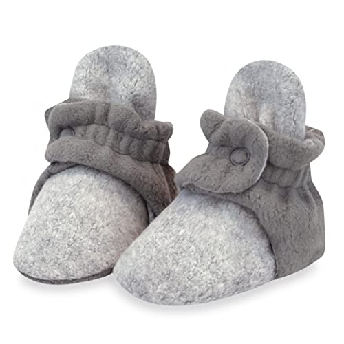 Zutano Unisex Fleece Baby Booties with Organic Cotton Lining, Newborn Essentials, Heather Gray/Gray, 6 Months - Image 1