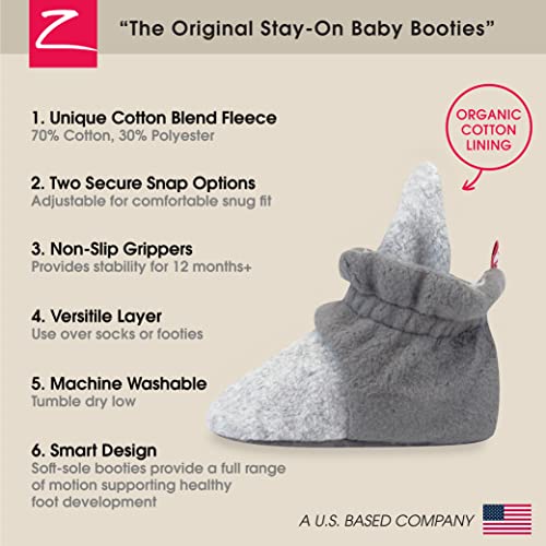 Zutano Unisex Fleece Baby Booties with Organic Cotton Lining, Newborn Essentials, Heather Gray/Gray, 6 Months - Image 3