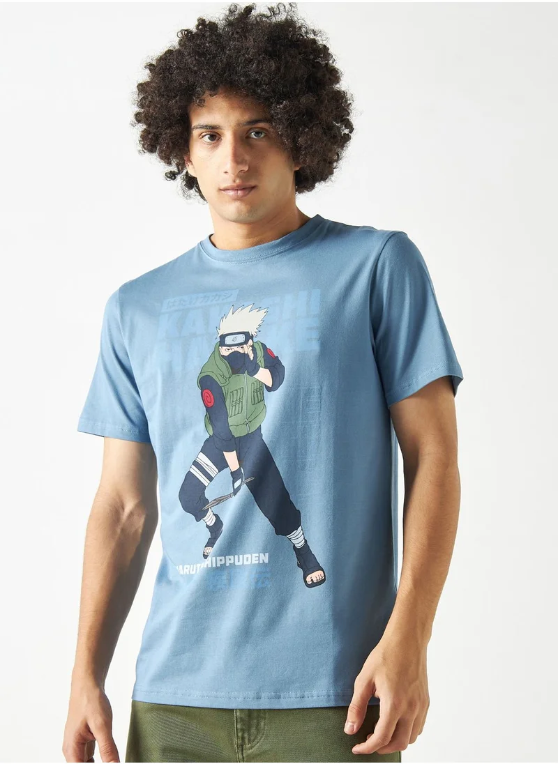 اس بي كاركترز Naruto Print Crew Neck T-Shirt