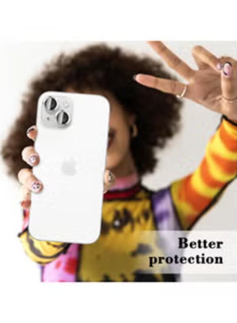 ELTRAZONE Camera Lens Protector for iPhone 16/iPhone 16 Plus, Tempered Glass Camera Cover with Automatic Alignment, Metal Individual Rings, HD Anti-Scratch Protection - Silver - Image 5