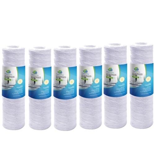 CFS  6 Pack Universal String Wound Sediment Water Filter Cartridges for Most 10Inch RO Unit  Remove Bad Taste  Odor  Whole House Replacement Filter Cartridge  5 Micron  10 x 25
