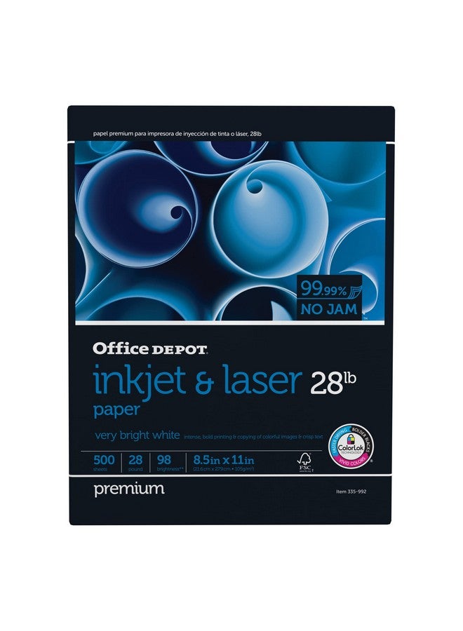 Office Depot ® Inkjet And Laser Paper, 1 Ream, White, Letter Size (8 1/2" X 11"), Ream Of 500 Sheets, 28 Lb, 98 Brightness - Image 1