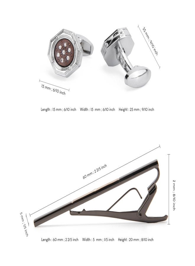 Wynameleri Classic Cufflinks and Tie Pin Tie Clip Set for Men Bronze in Gift Box - Image 2