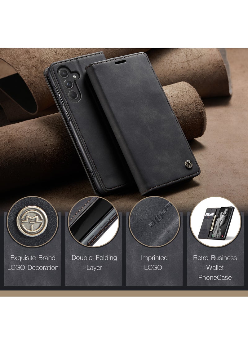CaseMe For Samsung Galaxy A-55 Cover, Soft PU Leather Shockproof Mobile Phone Wallet Case, Full Body Protective Flip Cover Magnetic Adsorption Back Cover - Image 3