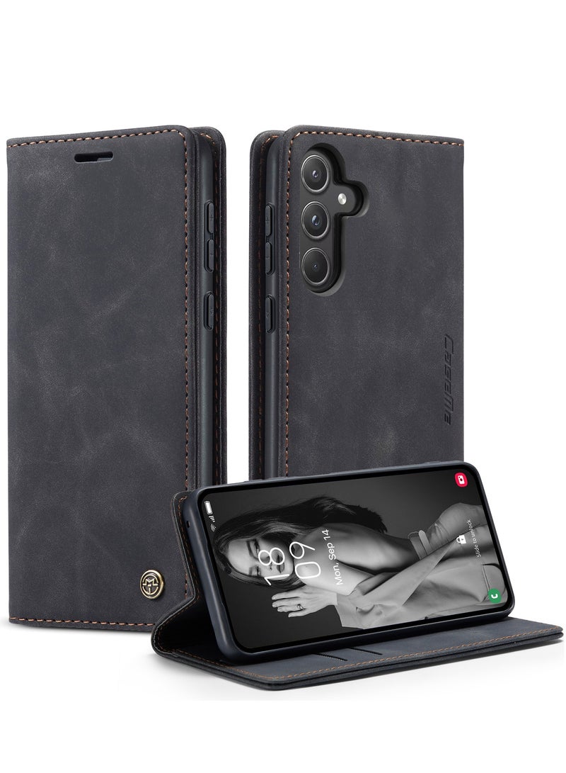 CaseMe For Samsung Galaxy A-55 Cover, Soft PU Leather Shockproof Mobile Phone Wallet Case, Full Body Protective Flip Cover Magnetic Adsorption Back Cover - Image 1