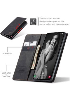 CaseMe For Samsung Galaxy A-55 Cover, Soft PU Leather Shockproof Mobile Phone Wallet Case, Full Body Protective Flip Cover Magnetic Adsorption Back Cover  - Image 2