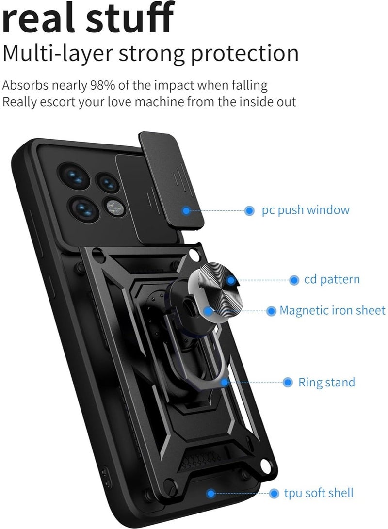 Arabest for Motorola Edge 40 5G Case Cover, Built Slide Camera Protection Cover,Military Heavy Duty Full Body Protective Phone Case - Black - Image 3
