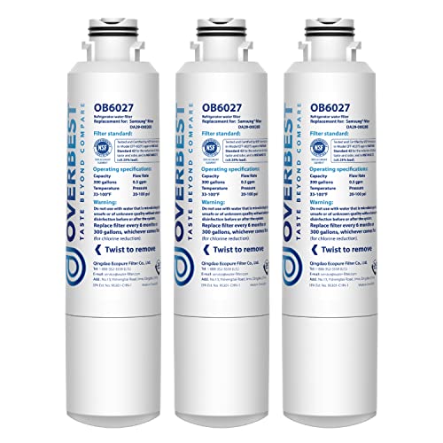Overbest DA29-00020B Refrigerator Water Filter, Replacement for Samsung HAF-CIN, 46-9101, RF28HMEDBSR, RF4287HARS, RF263TEAESG, RH22H9010SR, 3 Filters - Image 1