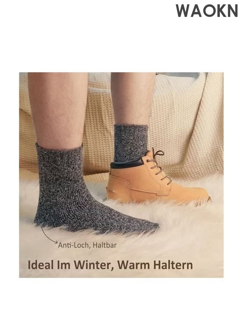 WAOKN 5 Pairs Thermal Socks ，Thickened fleece warm terry socks， Wool Cotton Socks Warm Winter Socks Breathable Hiking Socks，Retro and fashionable design，Suitable for autumn and winter，Elastic and soft，unisex。 - Image 2