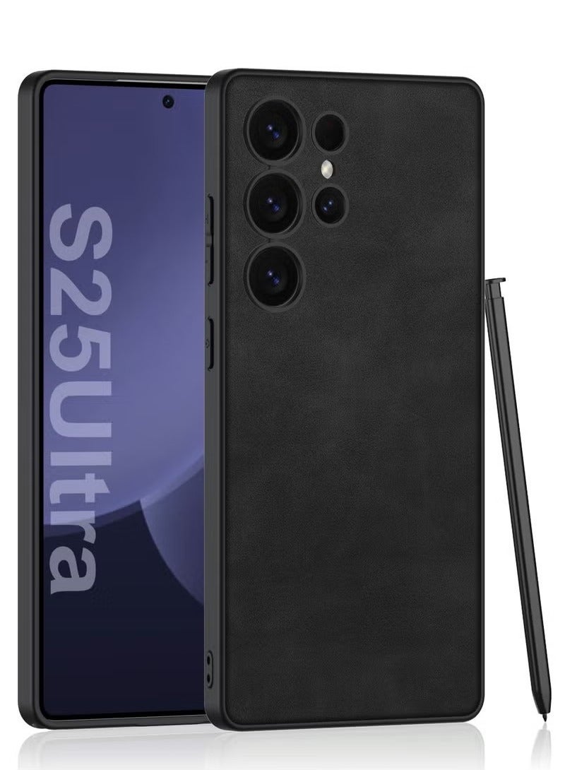 Luxury Matte Leather Case for Samsung Galaxy S25 Ultra (2025) , Ultra-Thin, Anti-Drop, All-Round Protection Phone Cover Support Wireless Charging with Pen Slot Design - Pen Not Included - Image 2