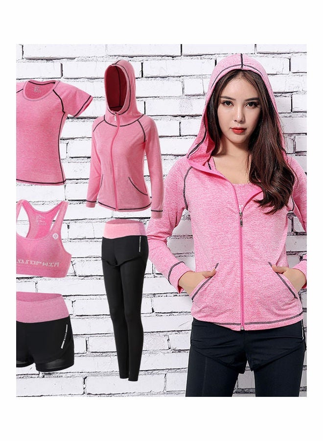 5 قطعة صالة رياضية تشغيل الرياضة اليوغا حمالة الصدر بنطلون بنطلون أعلى معطف بدلة رياضية - Image 3