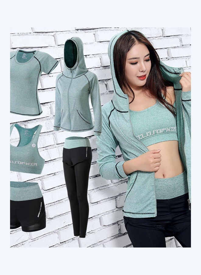 5 قطعة صالة رياضية تشغيل الرياضة اليوغا حمالة الصدر بنطلون بنطلون أعلى معطف بدلة رياضية - Image 4