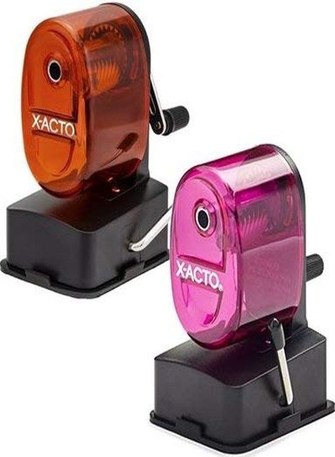X-Acto 2012687 Bulldog Vacuum Wall Mount Manual Pencil Sharpener, Assorted Colors (2 Pack), See-through Receptacle, Affix to Any Nonporous Surface, X-ACTO Hardened Helical Cutter - Image 3