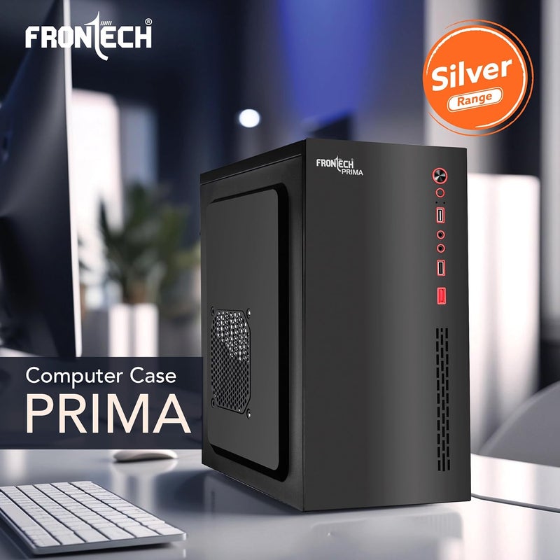 FRONTECH Prima Silver Series Cabinet/Computer Case with HD Audio | ATX/Mini ATX Compatible | 2 Front USB - 2.0 | Ideal for Home/Office/Gaming (FT-4276, Black) - Image 2