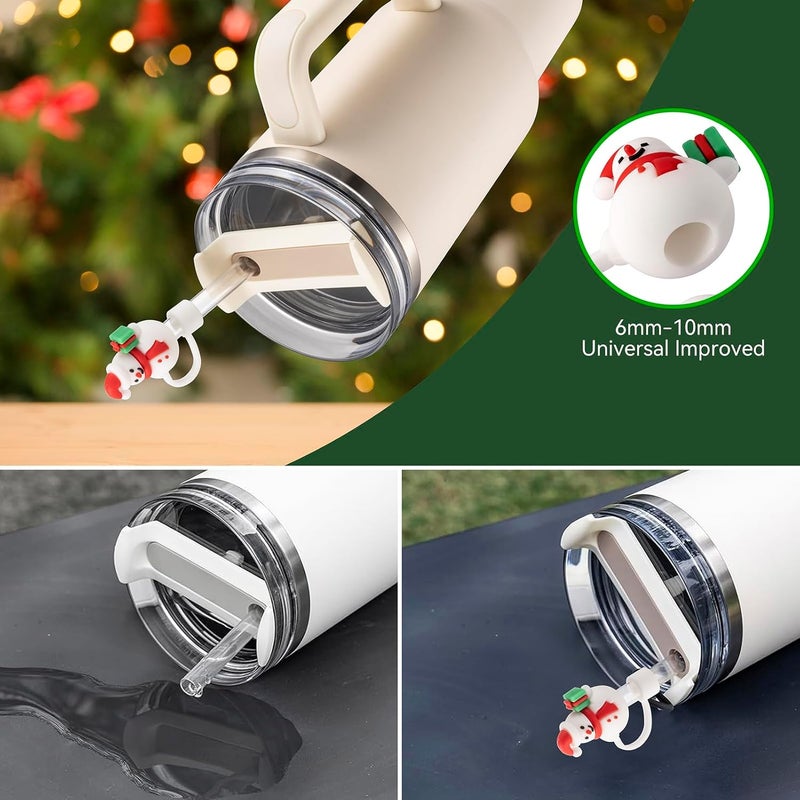NancyL Straw Cover Cap for Stanley Cup 30 40 oz, Silicone Straw Toppers Christmas Hat, Tumbler Cup Accessories for 10mm 0.4in Straws Cute Christmas Ornaments Gifts for Women - Image 5