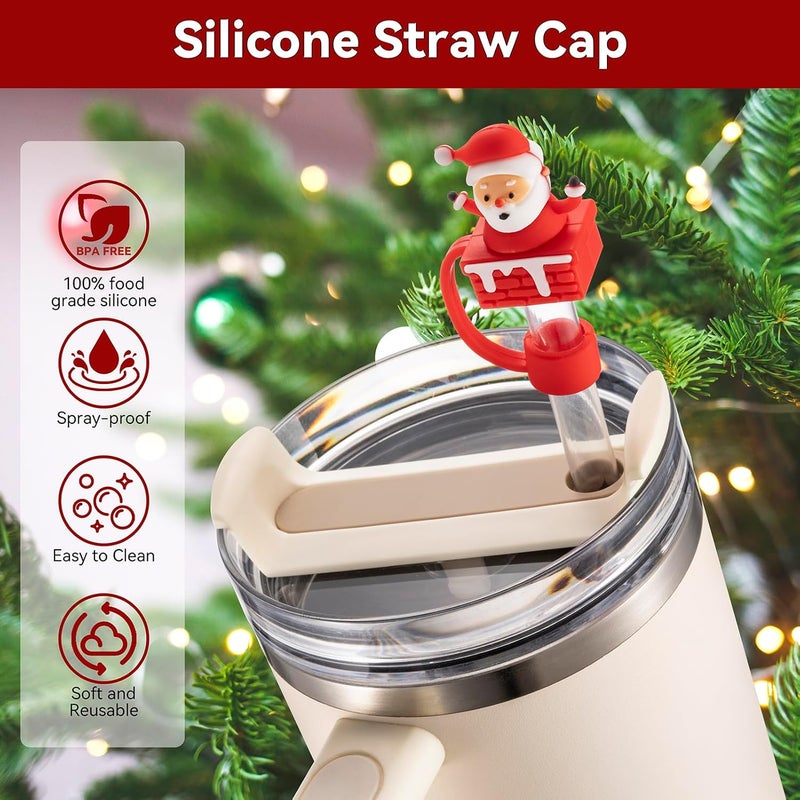 NancyL Straw Cover Cap for Stanley Cup 30 40 oz, Silicone Straw Toppers Christmas Hat, Tumbler Cup Accessories for 10mm 0.4in Straws Cute Christmas Ornaments Gifts for Women - Image 2