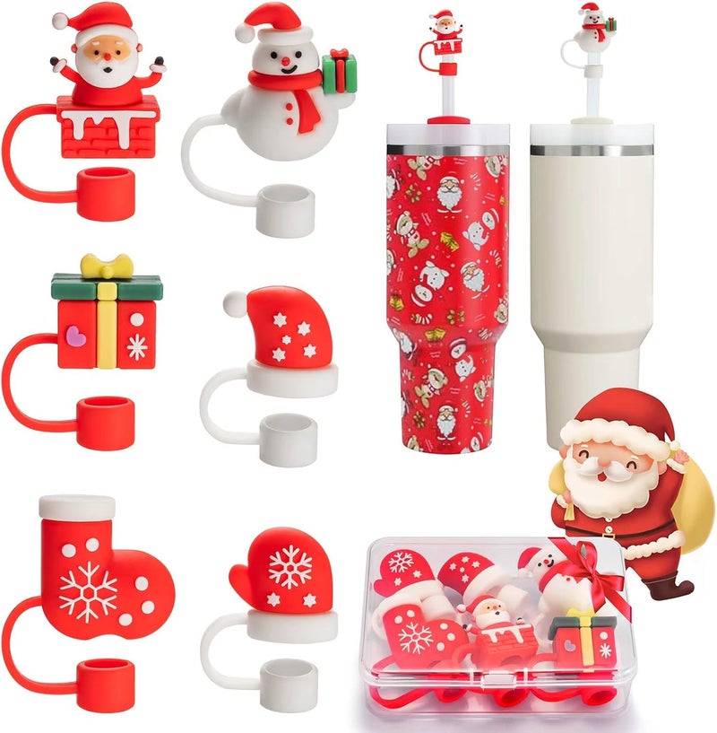 NancyL Straw Cover Cap for Stanley Cup 30 40 oz, Silicone Straw Toppers Christmas Hat, Tumbler Cup Accessories for 10mm 0.4in Straws Cute Christmas Ornaments Gifts for Women - Image 1