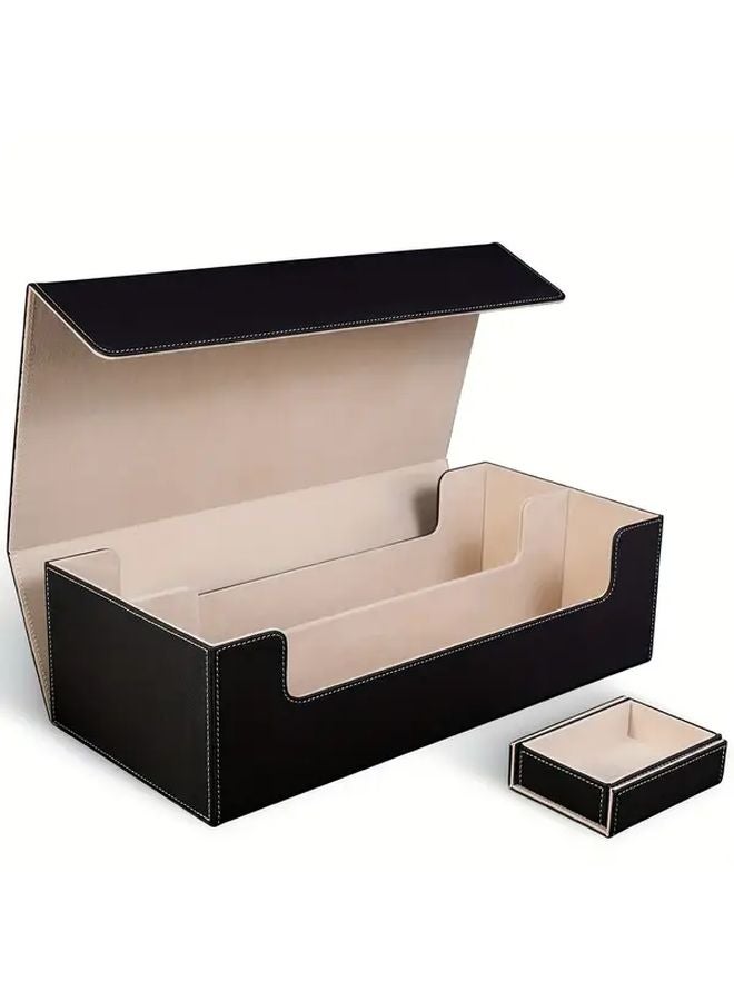 Black Golden Card Storage Box Holds 7 Small Display Window Deck Boxes For TCG PTCG Magic Sports Cards And Playmat - Image 1