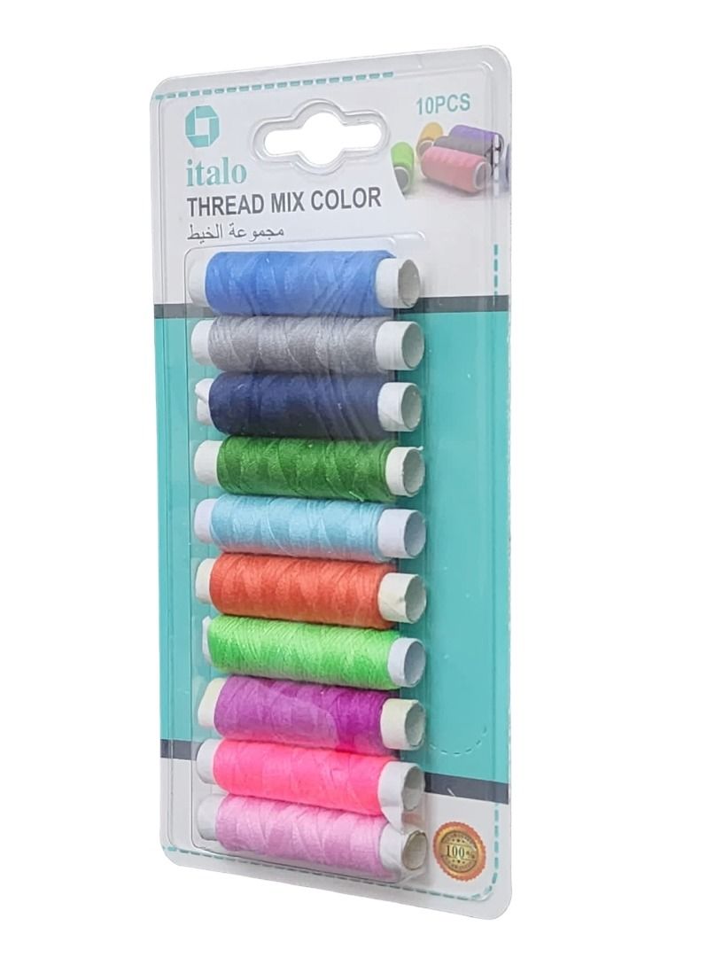 ITALO 10-Piece of Spun Polyester Sewing Thread For General Sewing And Repair Purpose Multi Colour Approx 50 Meter Per Reel - Image 2