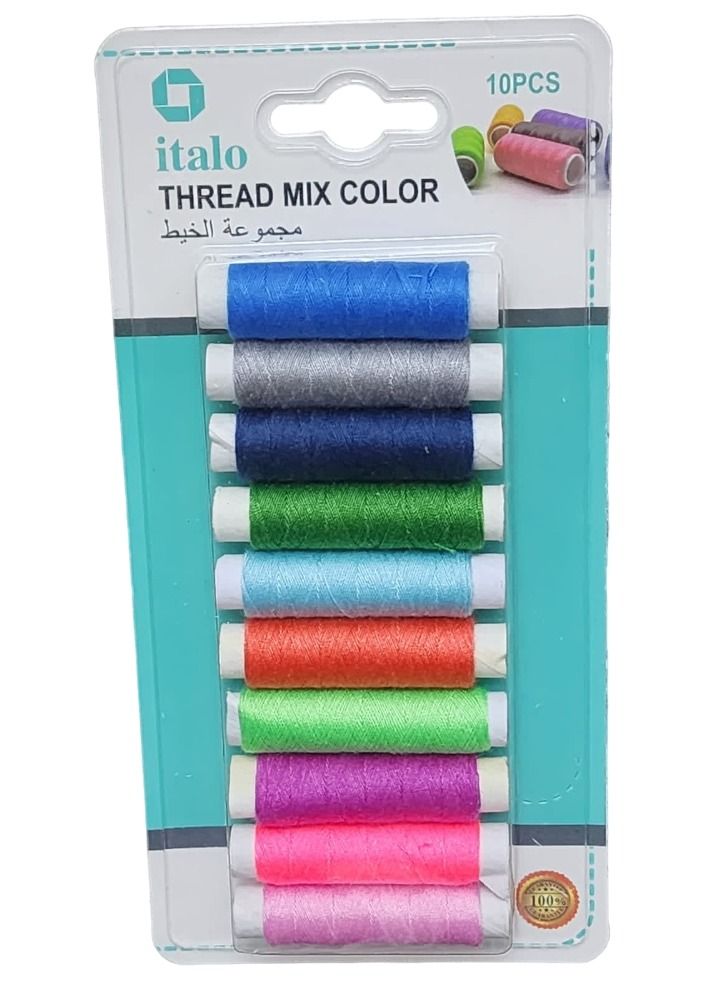 ITALO 10-Piece of Spun Polyester Sewing Thread For General Sewing And Repair Purpose Multi Colour Approx 50 Meter Per Reel - Image 3