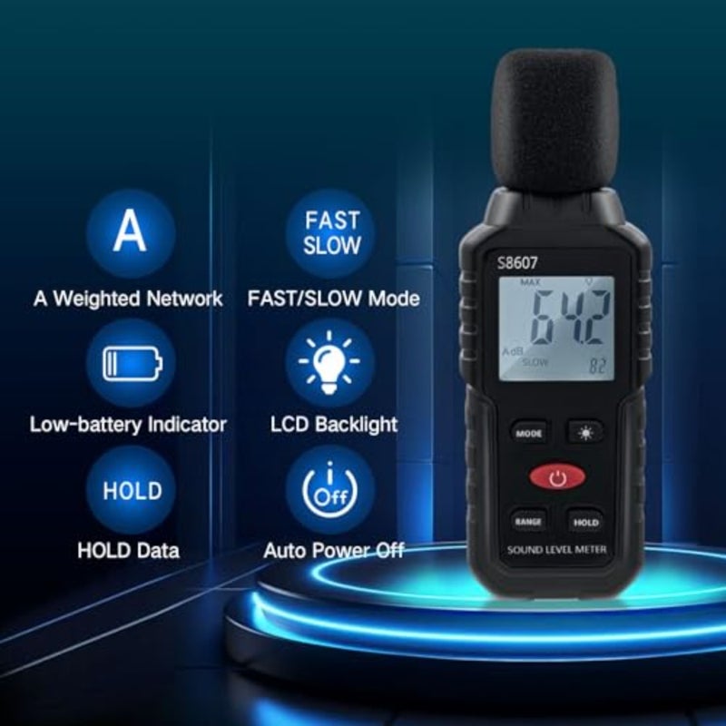 جهاز قياس ديسيبل Mcbazel، مقياس ديسيبل ضوضاء 30-130 ديسيبل مع شاشة LCD رقمية بإضاءة خلفية، مقياس صوت محمول للاستخدام الصناعي والمدرسي - Image 2