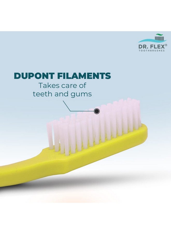 Dr. Flex Medium Toothbrush Pack Of 4 With Dupont Filaments In Antibacterial Container For Adults Oral Hygiene Care Manual Tooth Brush Cap Cover For Travel & Home Multicolour Made In India - Image 2