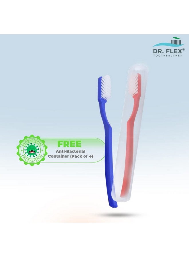 Dr. Flex Medium Toothbrush Pack Of 4 With Dupont Filaments In Antibacterial Container For Adults Oral Hygiene Care Manual Tooth Brush Cap Cover For Travel & Home Multicolour Made In India - Image 3