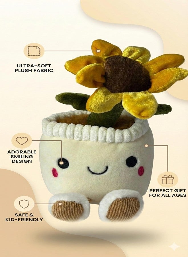 TeraaBliss Cute Plush Plant Toy with Smiling Face & Dangling Legs - Soft Stuffed Figure for Kids, Room Decor Gift (Yellow Sunflower) - Image 2