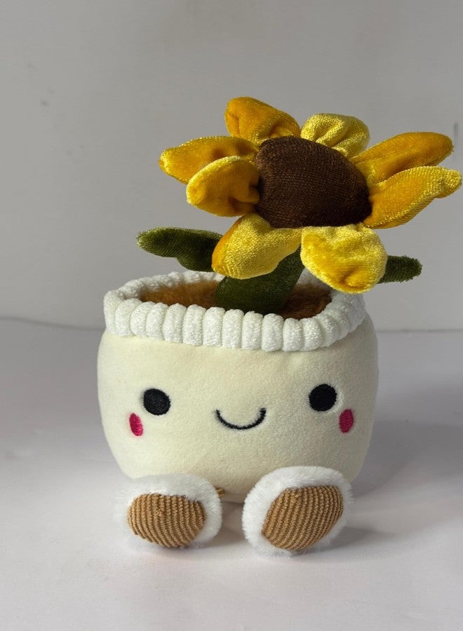 TeraaBliss Cute Plush Plant Toy with Smiling Face & Dangling Legs - Soft Stuffed Figure for Kids, Room Decor Gift (Yellow Sunflower) - Image 1