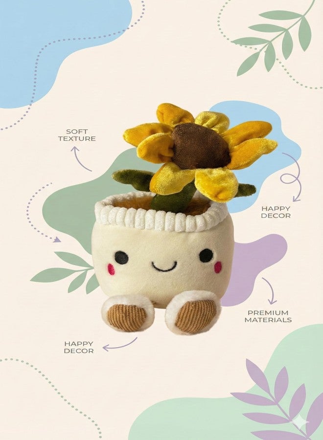 TeraaBliss Cute Plush Plant Toy with Smiling Face & Dangling Legs - Soft Stuffed Figure for Kids, Room Decor Gift (Yellow Sunflower) - Image 3