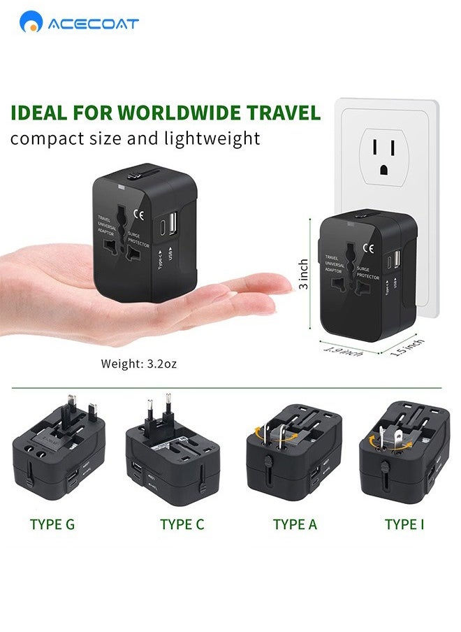 ايسكوت محول السفر العالمي محول التوصيل في جميع أنحاء العالم مع USB-C، محول الطاقة الدولي مع 2 منافذ USB الكل في واحد محول السفر متعدد USB الجدار شاحن لأوروبا الولايات المتحدة الأمريكية المملكة المتحدة الاتحاد الأوروبي أستراليا (نوع C/G/A/I)  - Image 5