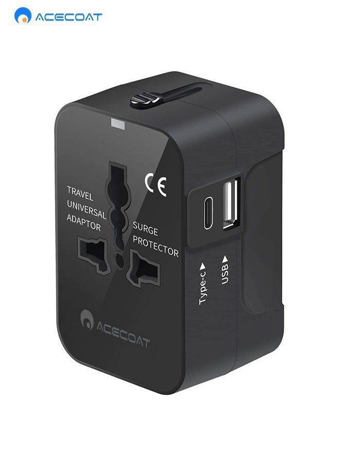 ايسكوت محول السفر العالمي محول التوصيل في جميع أنحاء العالم مع USB-C، محول الطاقة الدولي مع 2 منافذ USB الكل في واحد محول السفر متعدد USB الجدار شاحن لأوروبا الولايات المتحدة الأمريكية المملكة المتحدة الاتحاد الأوروبي أستراليا (نوع C/G/A/I)  - Image 1
