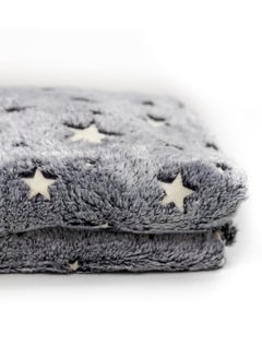 KASTWAVE Glow in The Dark Blanket, 50" x 60" Throw Blankets Super Cozy Plush Soft Fleece Blanket for Girls Boys Birthday Gifts, Plush Star Pattern Bedroom, for Kids, Light Grey  - Image 3