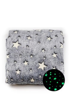 KASTWAVE Glow in The Dark Blanket, 50" x 60" Throw Blankets Super Cozy Plush Soft Fleece Blanket for Girls Boys Birthday Gifts, Plush Star Pattern Bedroom, for Kids, Light Grey  - Image 5