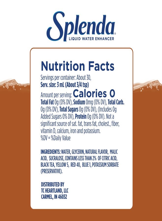 SPLENDA Liquid Water Enhancer Drops, Sugar Free, Zero Calorie, Natural Flavor, Concentrated Drink Mix, 3.11 Fl Oz Each Bottle (Sweet Tea, 2 Pack) - Image 3