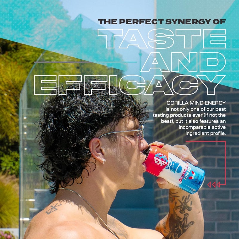 Gorilla Mind Energy Drink | Unmatched Energy · Amplified Focus | N-Acetyl-L-Tyrosine, Alpha-GPC, 200mg Caffeine, Uridine, Saffron | 0 Sugar Or Artificial Colors | 16oz | 12-Pack (Variety Pack #2) - Image 5