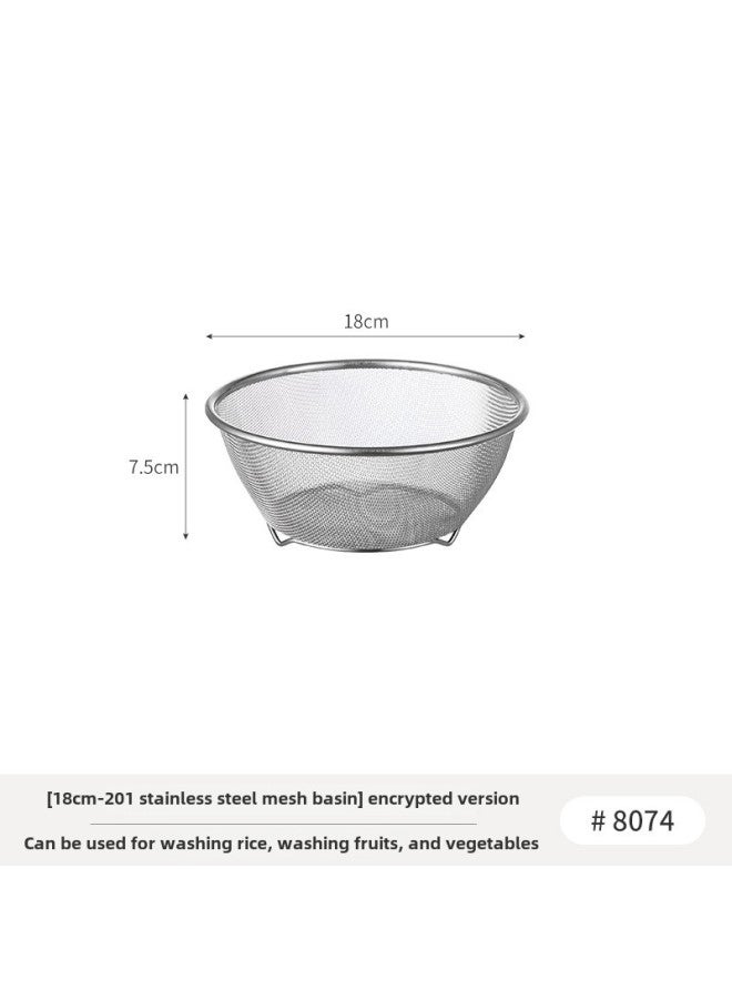 Japanese-style High-grade Stainless Steel Basin 304 Food Grade Egg Bowl Baking Special Mixed Cold Dish Salad Cuisine-Color:8074. Net Basin-18cm (Chaozhou Warehouse Delivery)  - Image 1