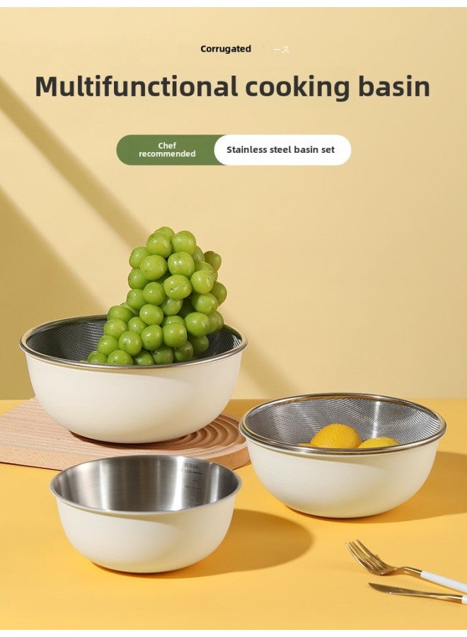 Japanese-style High-grade Stainless Steel Basin 304 Food Grade Egg Bowl Baking Special Mixed Cold Dish Salad Cuisine-Color:8074. Net Basin-18cm (Chaozhou Warehouse Delivery)  - Image 2