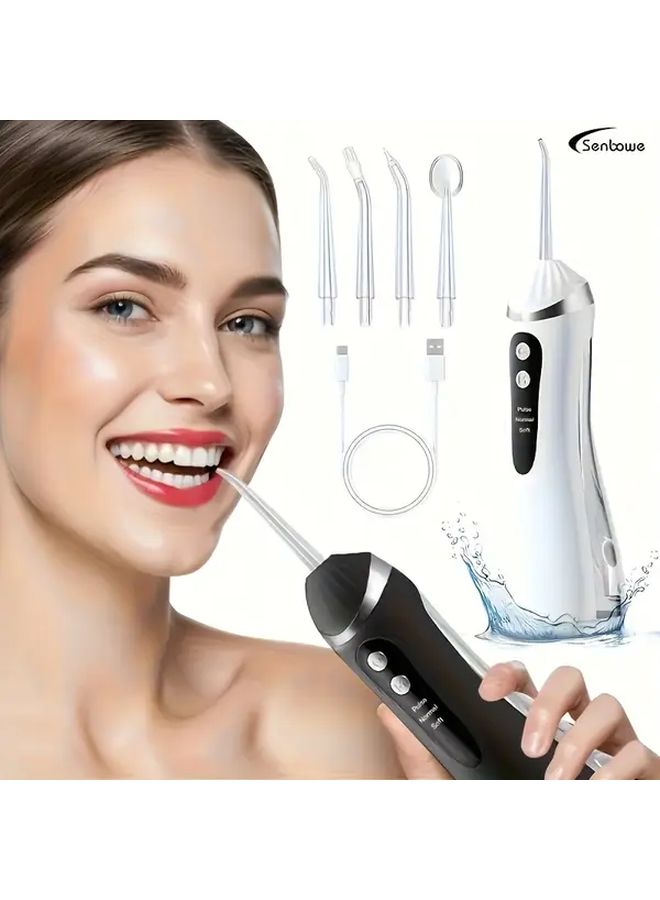 SENBOWE Pink Portable Oral Irrigator USB Rechargeable 4 Nozzles 3 Modes Large Tank - Image 1