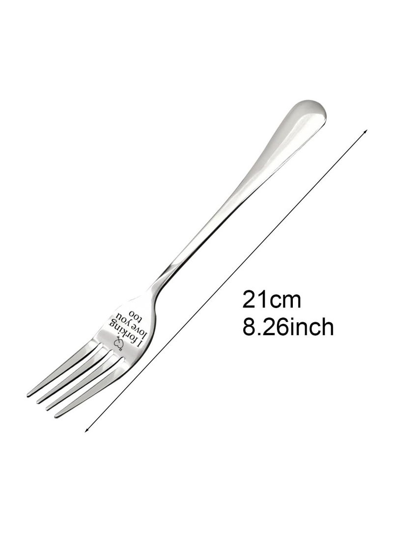 SUNSAR 2 Pcs Funny Engraved Stainless Steel Dinner Forks for Couples with Personalized Letters as Gifts - Image 2