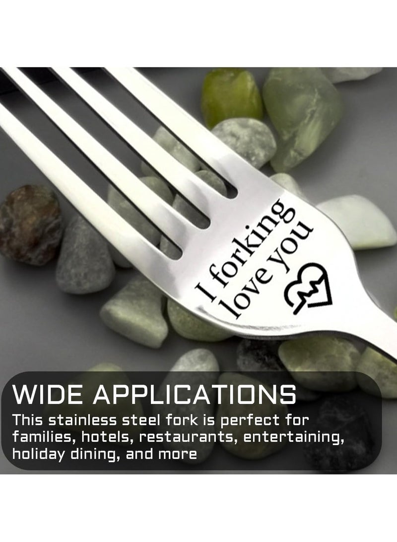 SUNSAR 2 Pcs Funny Engraved Stainless Steel Dinner Forks for Couples with Personalized Letters as Gifts - Image 4