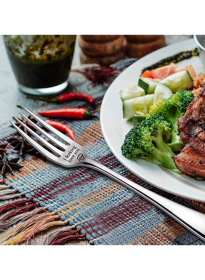 SUNSAR 2 Pcs Funny Engraved Stainless Steel Dinner Forks for Couples with Personalized Letters as Gifts - Image 5